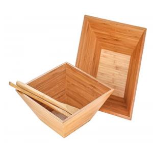 China Multipurpose Bamboo Salad Set , Square Wood Salad Bowl Wood Handicraft wholesale
