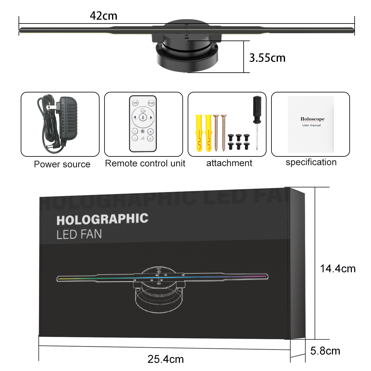 Indoor Wi-Fi 3D Hologram Fan LED Holographic Projector with Input Voltage 100-240W/AC 50/60HZ