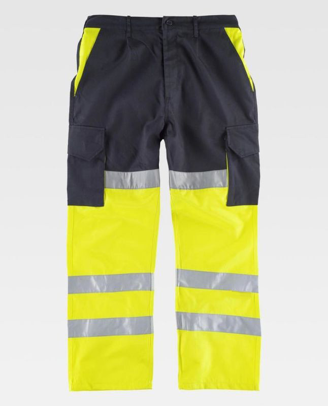 Workers Reflective Orange Hi Vis Trousers / Fashion Mens Safety Work Pants