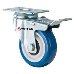 China Brake blue PU castor wholesale