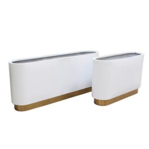 China Large metal white flower pots artificial curved planter boxes wholesale