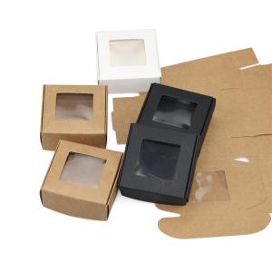 China Kraft paper transparent packaging box for handmade soap wholesale
