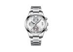 Men'S Chronograph Bracelet Watch , Silver Chronograph Watch Stainless Steel Case