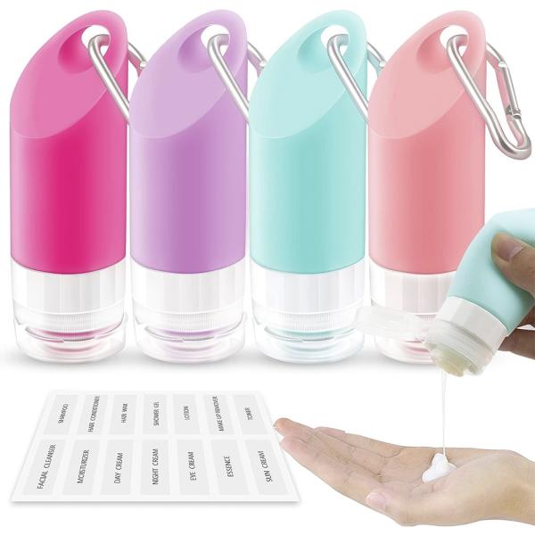 Reusable Silicone Travel Bottle Set Squeezable 58ml With Hanging Hole