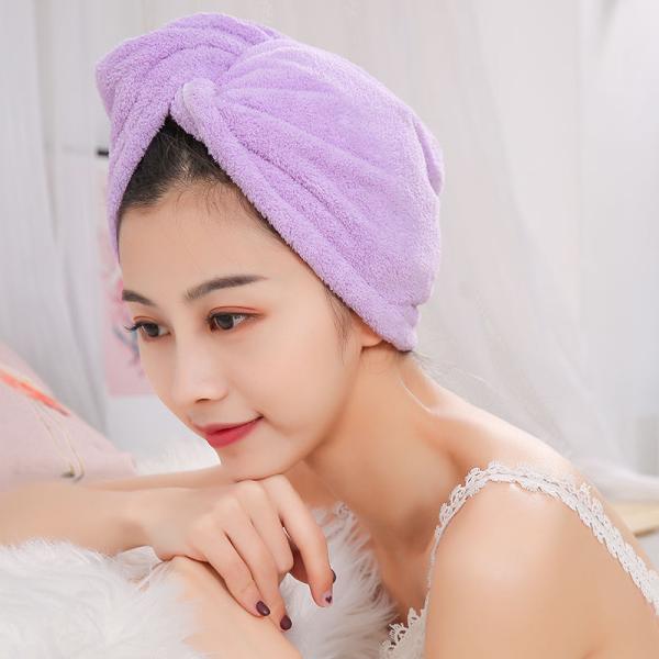 Women Coral Fleece Dry Hair Hat Quick-Dry Absorbent Shower Hat with Thickened Towel
