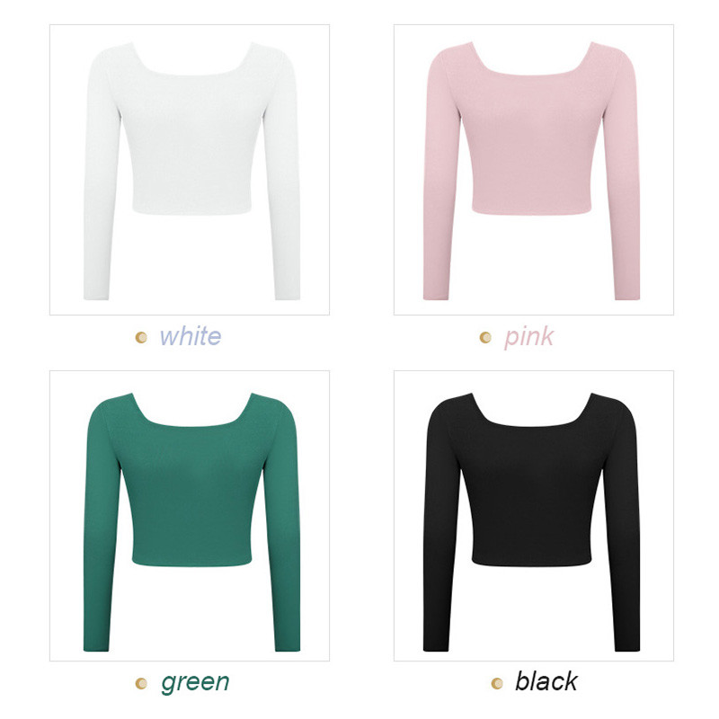 Ladies Yoga Tops High Elastic Long Sleeve Womens Shirts With Bra