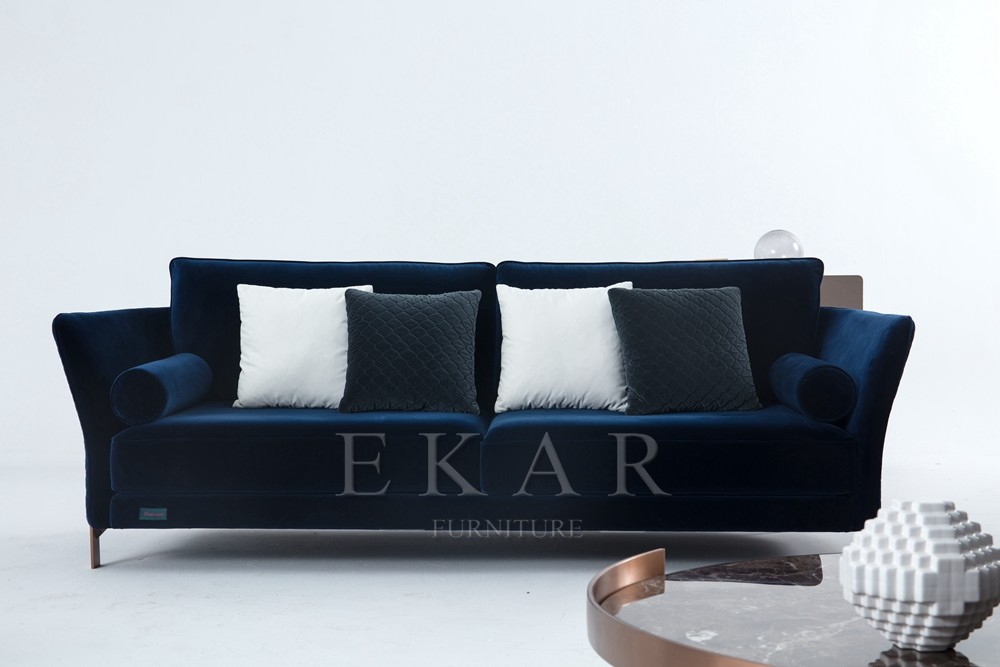 Modern Home Furniture Metal Frame L Shaped Corner Velvet Sectional Sofa