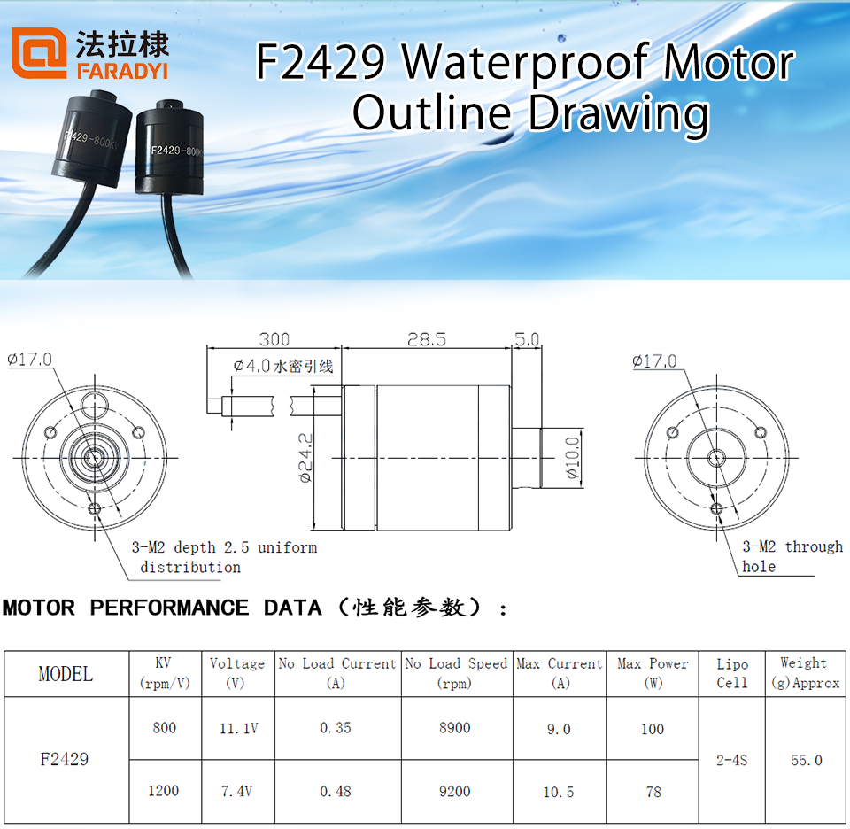 Faradyi Customized waterproof 12V Electric Brushed Dc Motor 5Nm 48V Bldc Motor Waterproof Underwater With Propeller