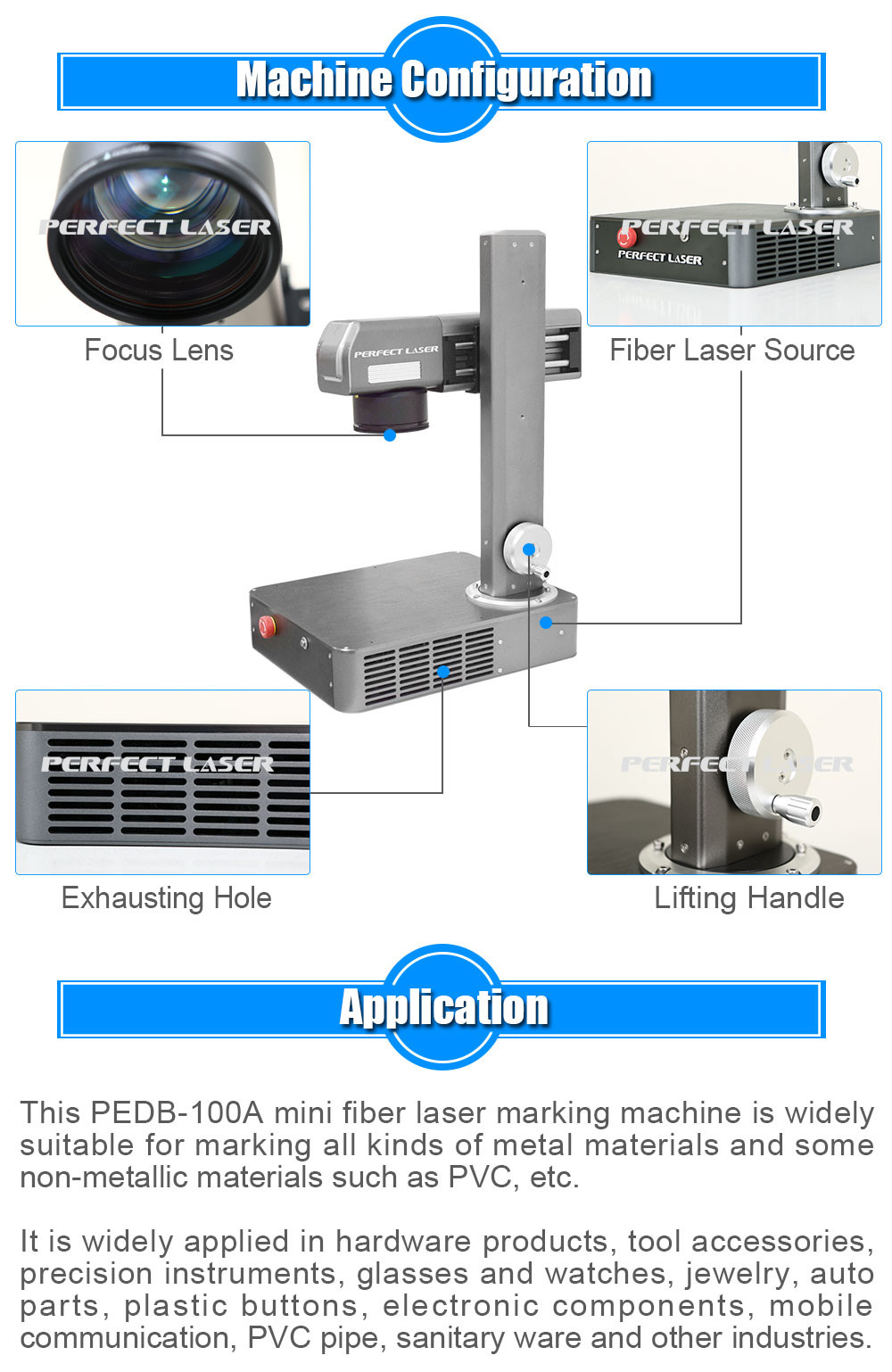 300mm Lifting 160W Desktop Laser Engraver 1064nm For Metals / PVC