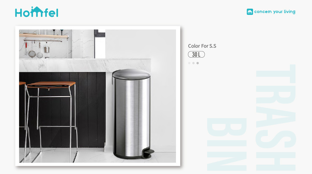 Pedal Stainless Steel Trash Can 3L 5L 12L 20L 30L for Home Bathroom Kitchen