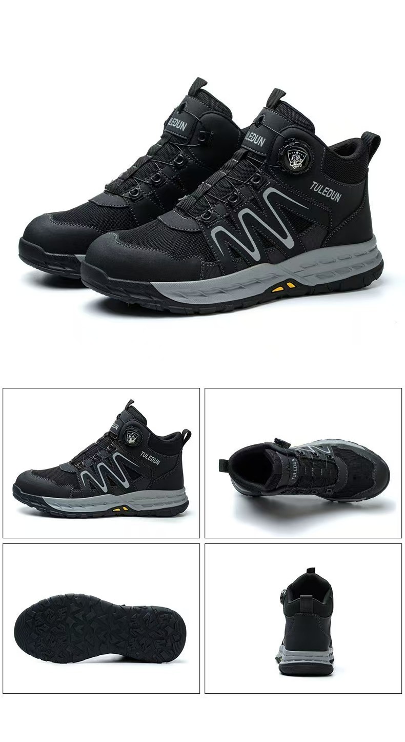 Men's Lightweight Leather Hiking Boots Waterproof Outdoor Mountain Shoes