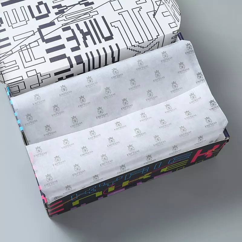 Custom Black Logo White Recycled Tissue Paper Wrap Roll For Shoe Gift