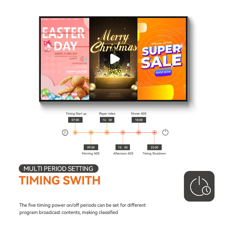 Aluminum 50 Inch Frameless Advertising Digital Signage Floor Standing Wall Mount