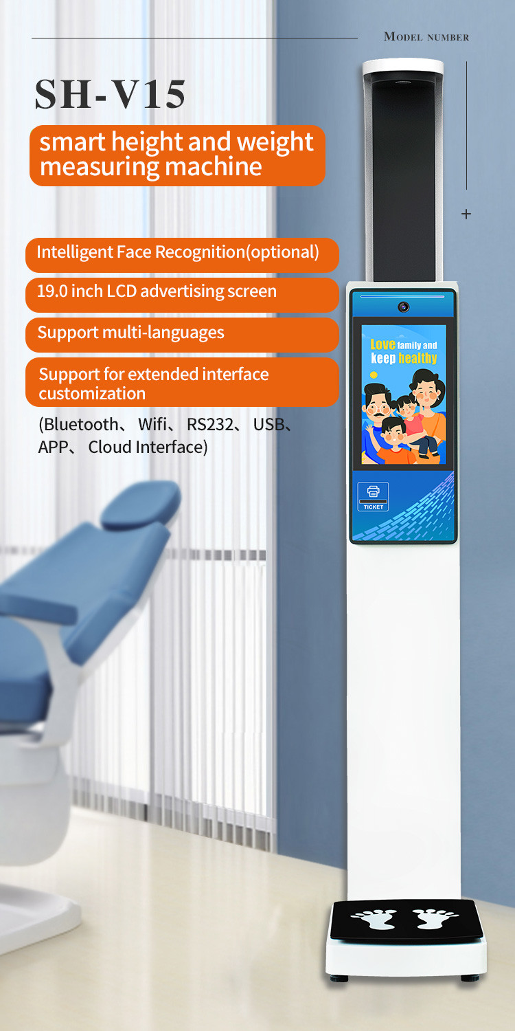 Easy To Move Ultrasonic digital weighing scale with height measurement Lcd Display