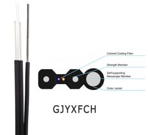 China Outdoor FRP / KFRP Fiber Optic Drop Cable , FTTH Drop Cable Black Jacket wholesale