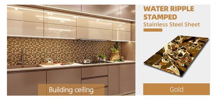 316 Water Ripple Sheet 4x8 3d Design Panel Gold Mirror Stainless Steel Plate