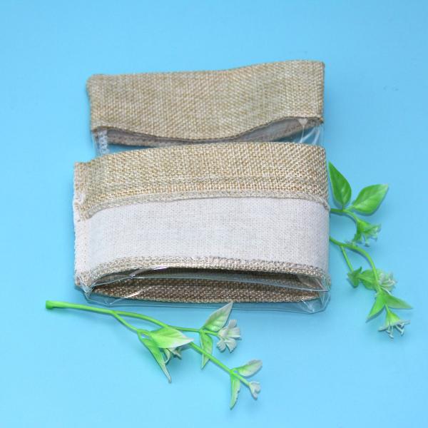 Dry Flower Package Transparent PVC Window Jute Drawstring Bag