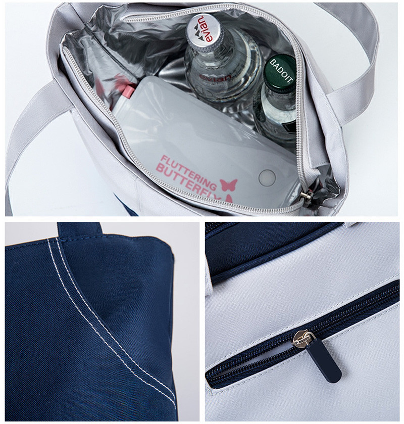Custom Logo Oxford Korean Gym Zipper Lunch Insulated Bag For Office