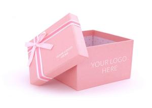 China Square Shape Pink Present Box , Logo Packaging Boxes Paperboard Material wholesale