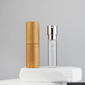 China Natural Bamboo Perfume Atomizer Glass Spray Bottle 8ml 10ml 22ml 25ml wholesale