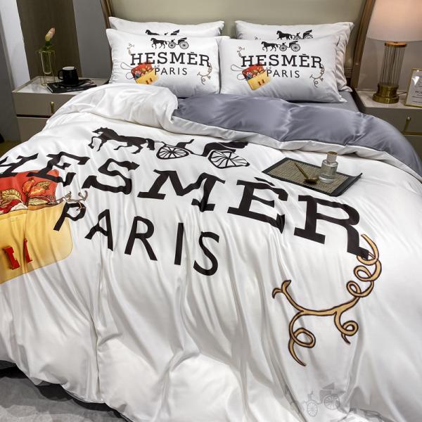 Bedding Sheet Sets Fashionable Diagonal Printing Silk Bed Cover and Duvet Cover Sets