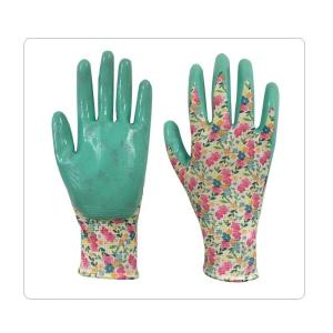 China Small Hands Green Nitrile Dipping Protective Gardening Gloves wholesale
