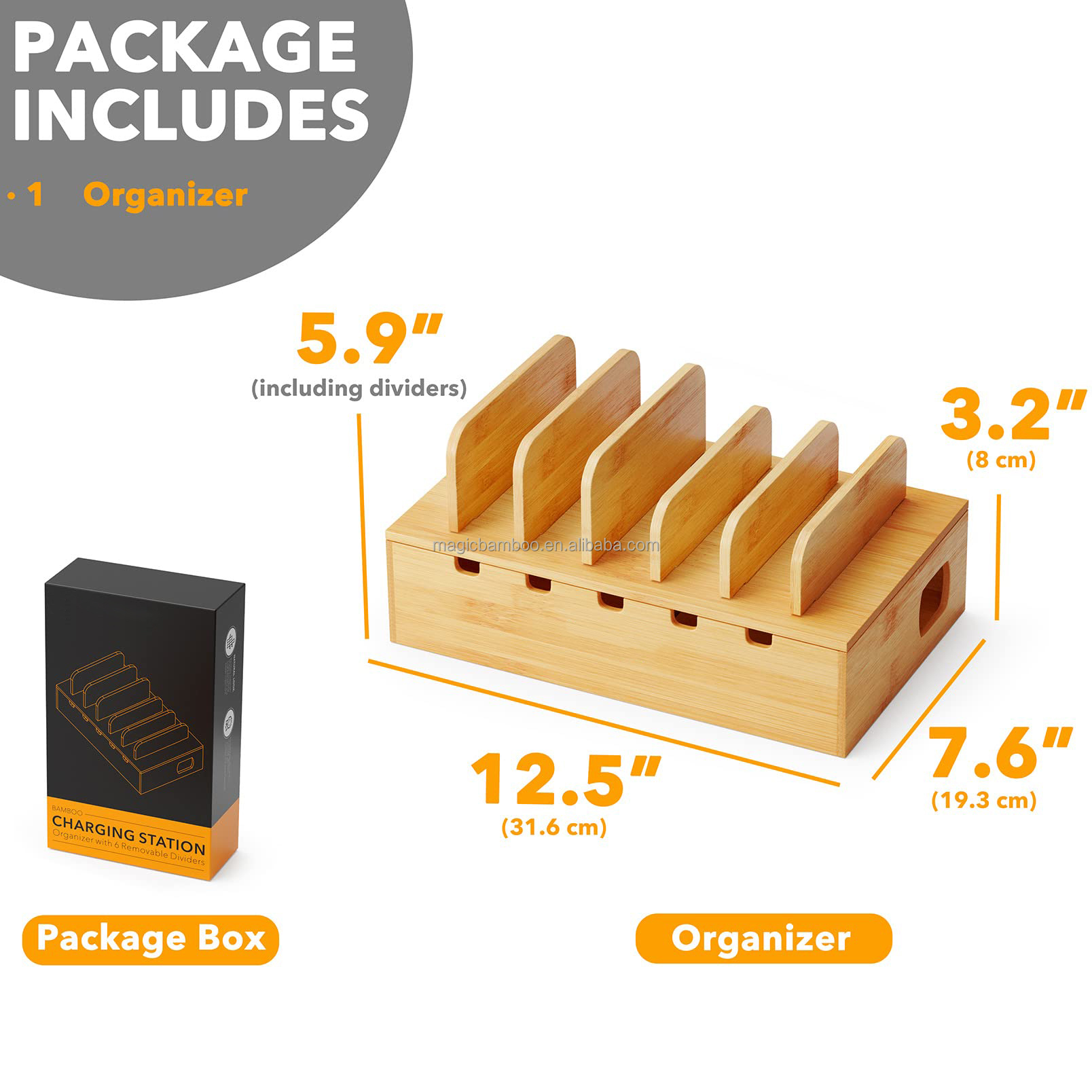 Highly Customized Bamboo Charging Station for Multiple Devices Device Cable Organizer