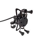 5V 2.5A Handlebar X Claw Motorcycle Phone Mount Stand Black Color