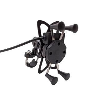 China 5V 2.5A Handlebar X Claw Motorcycle Phone Mount Stand Black Color wholesale