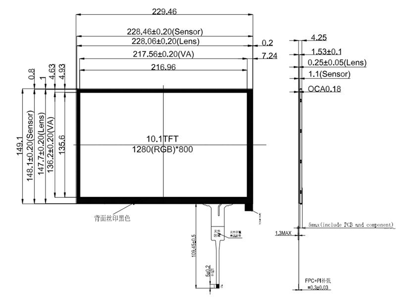 China Factory 10.1 Inch TFT LCD Display 1280x800 Pixels IPS Type LVDS With CTP
