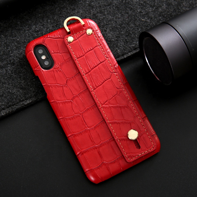 Blue Luxury Crocodile Leather Mobile Cover For IPhone XS Handcrafted