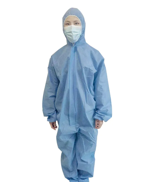 Blue S-2XL Safety Disposable Protective Coverall Clothing SMS Medical Coverall Suit