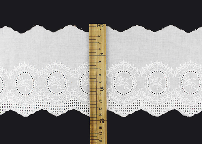 14CM Width Cotton Lace Trim Edging With Floral Pattern Scalloped Via OEKO TEX