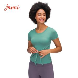China 270gsm Women Yoga Tops Exercise Women Gym Shirts Twist Front wholesale