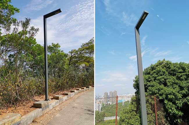 Square Light Pole Foundation Hot Rolled Steel Q235 7m-15m Height With Split Lamp Arm