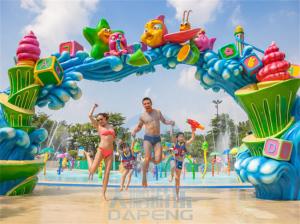 China Plants And Flower Series Fiberglass Water Park Splash Pad For Children on sale