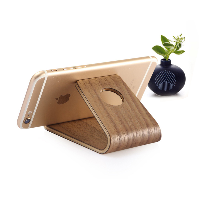 Bent Wood Stand Cell Phone and Tablet Stand for Desk Suitable for Various Mobile Phone Models Desk Decoration Wooden Stand