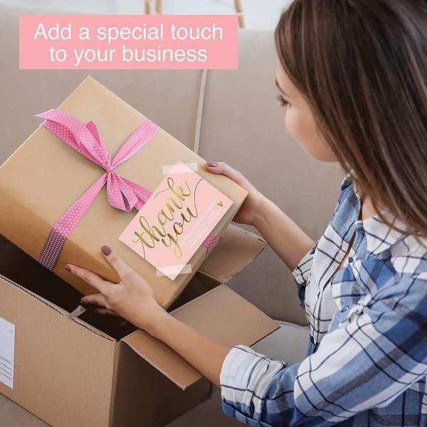 Customized 3.5x5 inches Pink Thank You for Supporting Small Business Card Appreciation