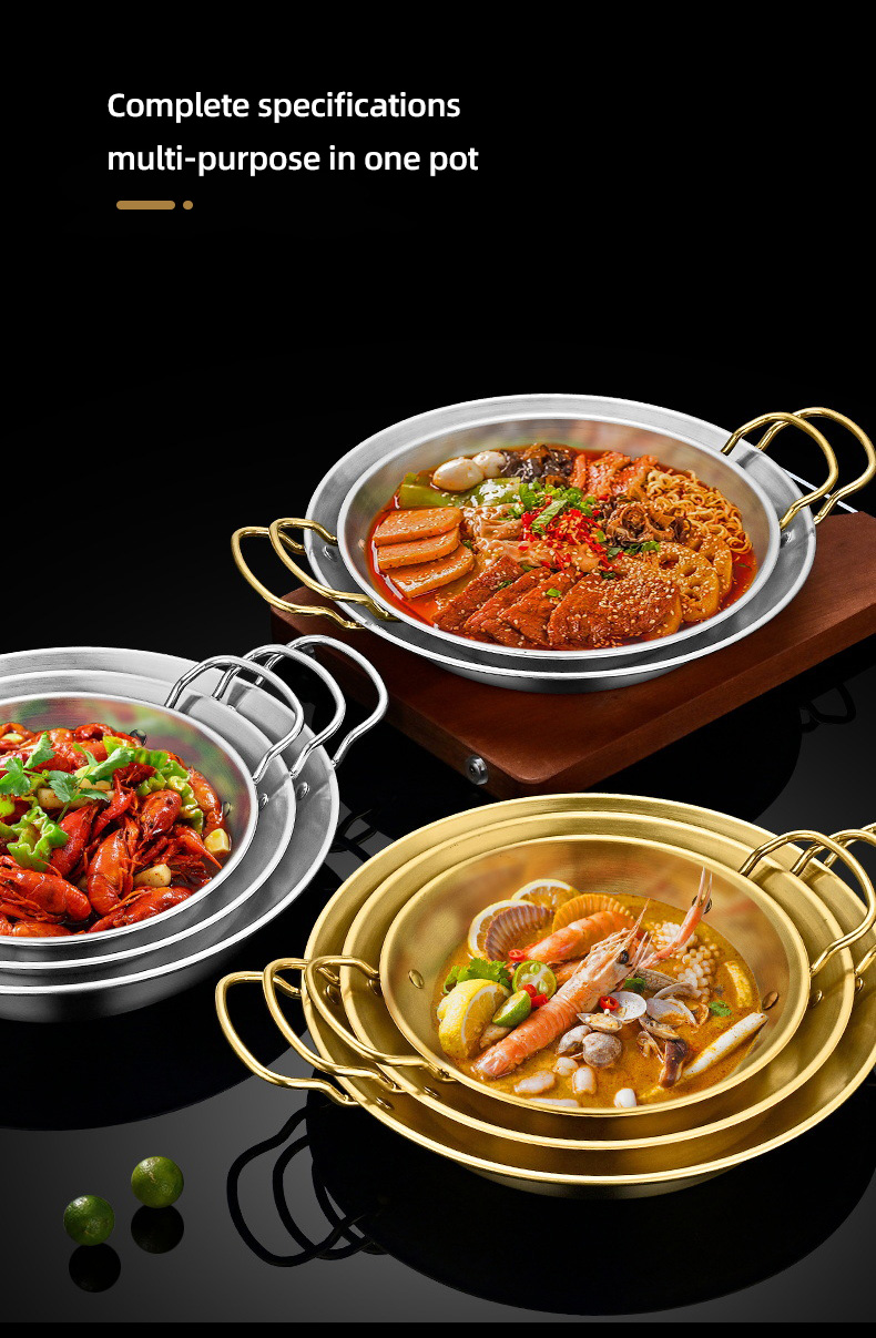 Amazon Hot Selling Cooking Kitchen Cookware Induction Frying Pan Stainless Steel Paella Pans Seafood Frying Pan