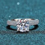 Sterling Silver S925 Moissanite Jewelry Diamond Same Crown Ring 2 Carat