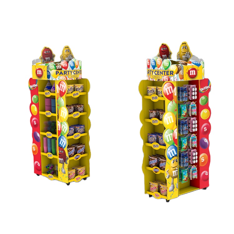 Double Sided Candy Stand Display Metal Wire Display Racks With Adjustable Trays