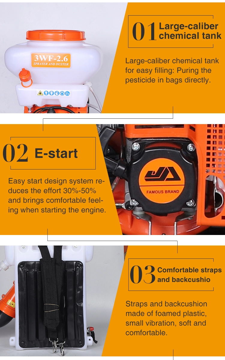 2 Stroke Gasoline Agricultural Pesticide Knapsack Mist Sprayer 41.5cc Infection Control
