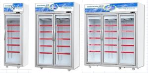 China -18~22℃ Temperature Upright Glass Door Display Freezer For Seafood 1700L wholesale