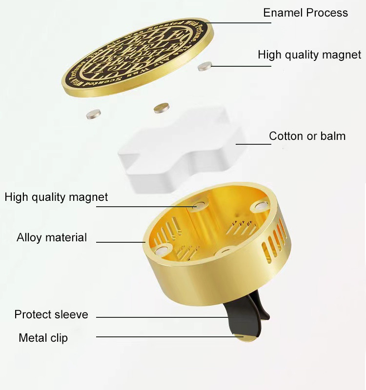 Zinc Alloy Car Air Fresheners Car Perfume Diffuser With Laser Engraving Logo