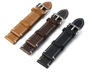 China Vintage Style Leather Replacement Watch Bands With Stitching , 20mm Width wholesale