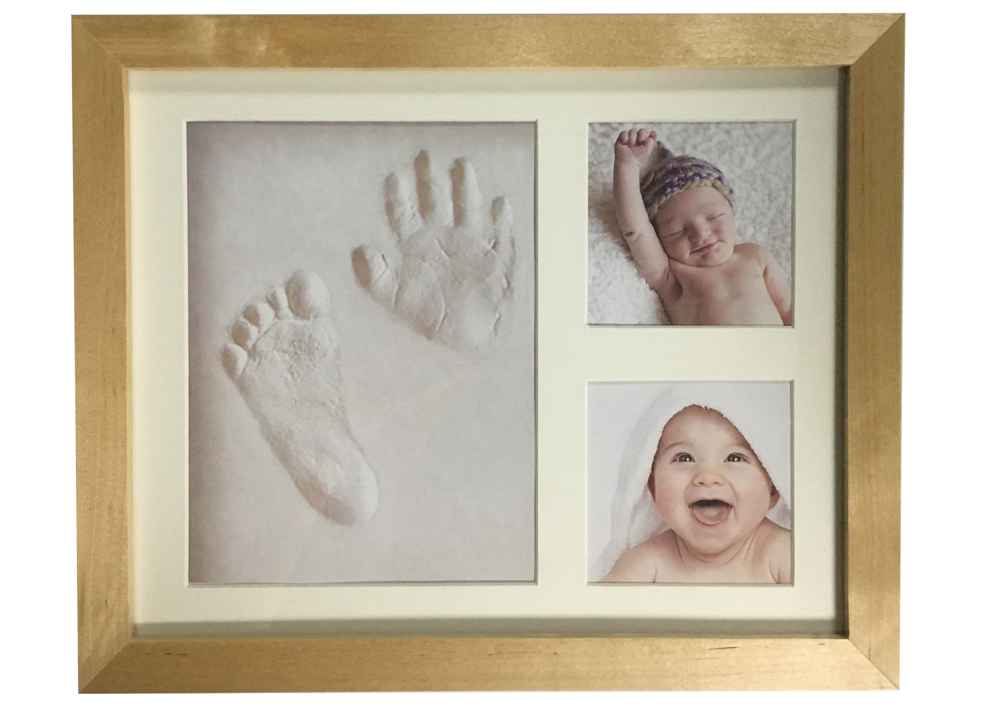Custom Color Baby Clay Handprint & Footprint Keepsake With Stand And Hanger