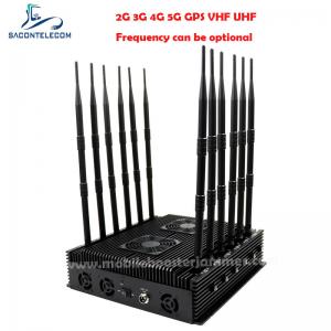 China Indoor 2.4G 5.8G Bluetooth WiFi Signal Jammer 12 Antennas 80w DCS PCS on sale