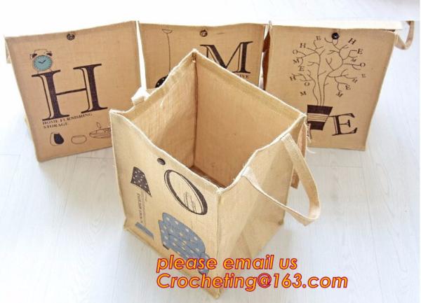 jute fabric storage basket with cotton rope handle,hot sale extra large baskets