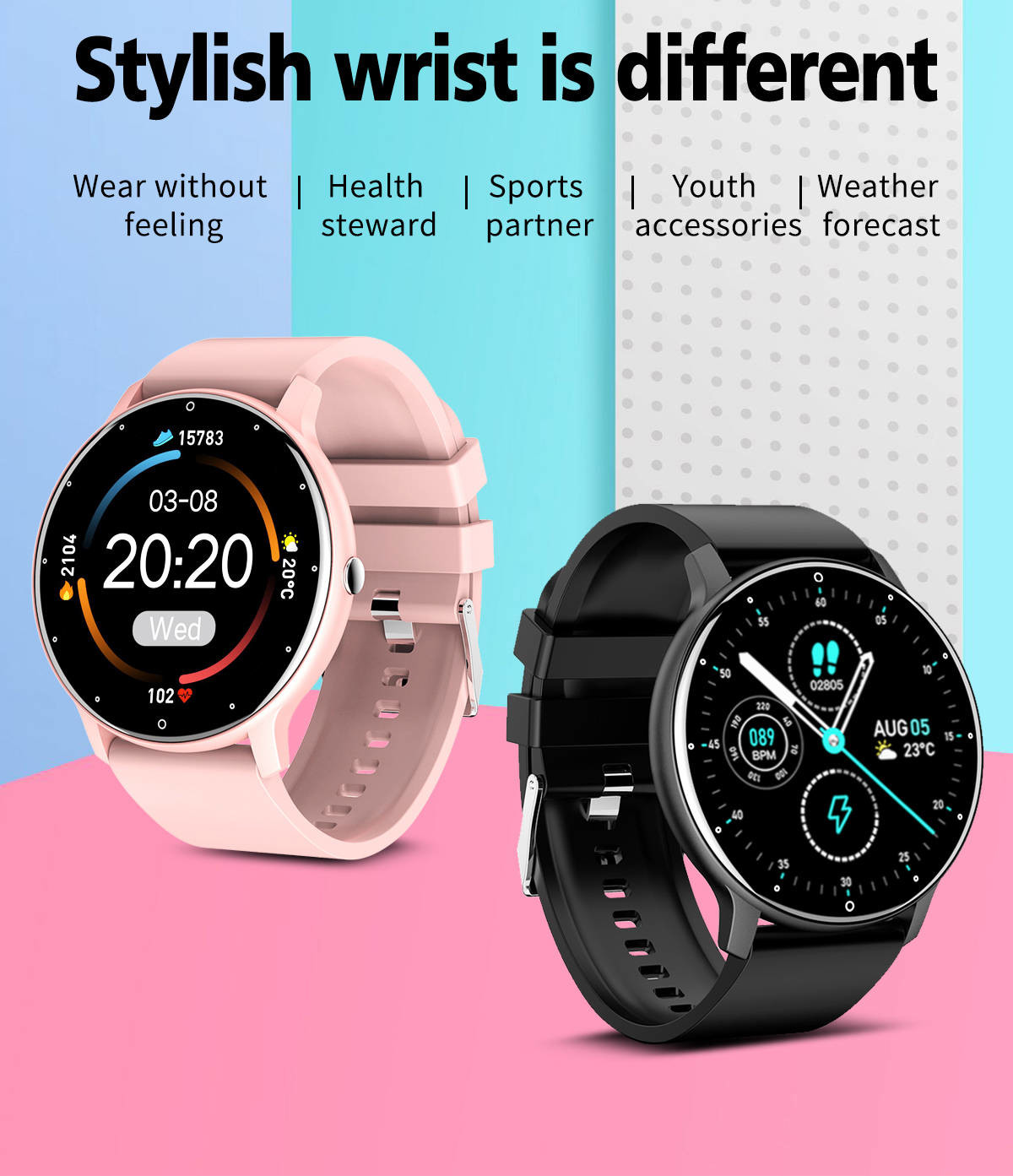 SC7A20 Sensor Bluetooth Smart Watch Blood Pressure IPS Screen 200mAH For Girls