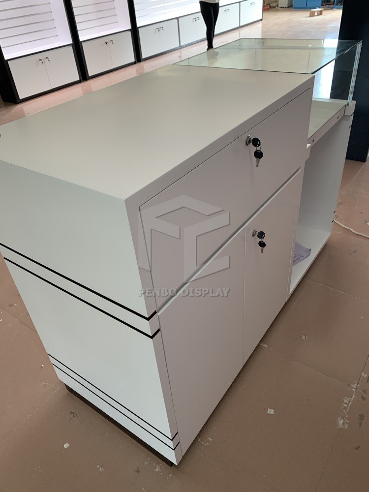 OEM Mobile Phone Display Showcase MDF 16mm Thick Phone Store Decoration